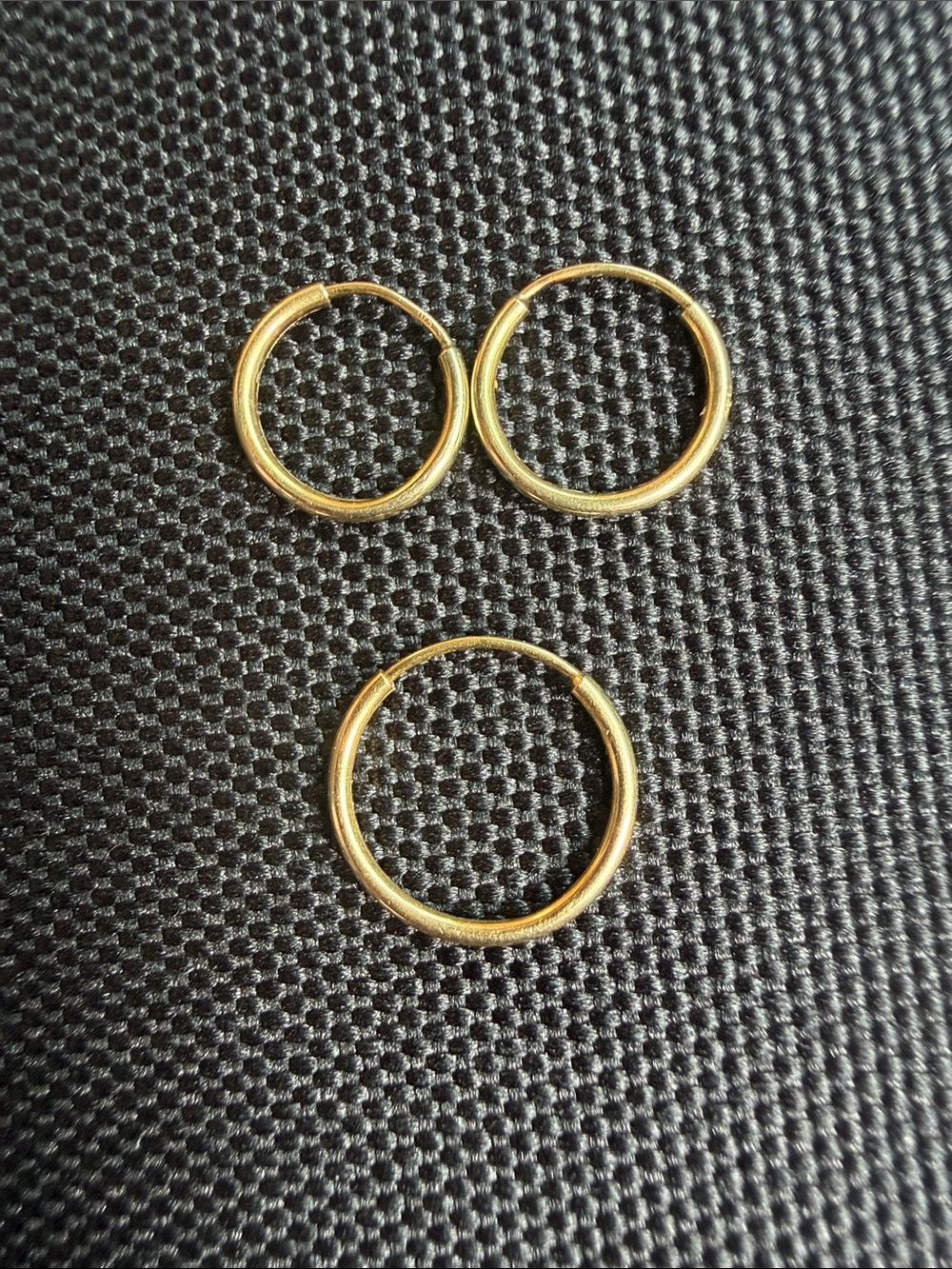 Classic 14k Gold Hoop 3pc Earrings Set Missing Larger Size - Thin, Minimalistic.